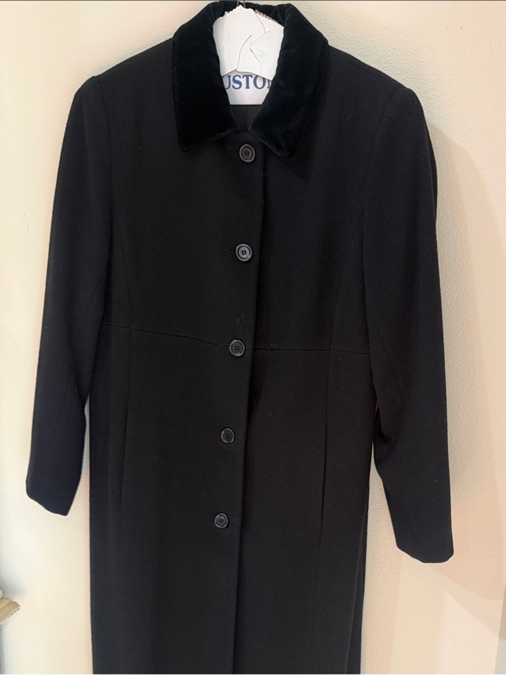 Albert Nipon Black Wool Button-Front Tailored Coat Vintage 80s Size 12P